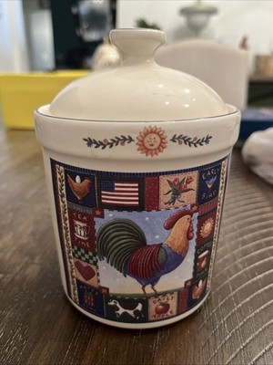 Rooster Crock Certified International Coco Dowley Americana Farmhouse Thailand 