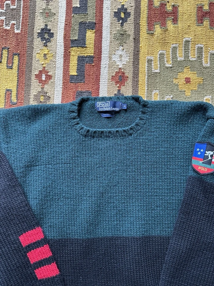 De Colección Polo Ralph Lauren Suéter Esquí Parche Lana Tejido Hombres XL RN 41381 Foto 2 de 4