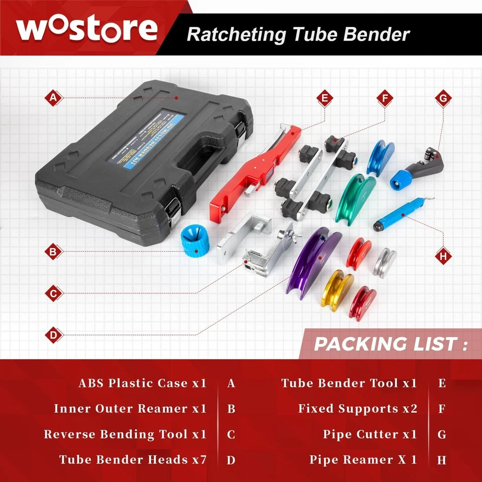 Ergonomic Metal Tube Bender Kit with Colorful Replacement Head - HVAC Tool - Image 4 of 4