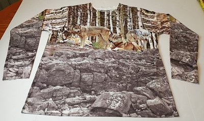WOLFPAK 長袖シャツ サイズS kkkkk Wolf Print Mens Shirt XL Graphic Print Both Side Long Sleeve