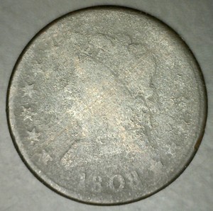 1808 Draped Bust Copper Large Cent Worn Penny Type US Coin Circulated Dark AG