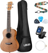 LEKATO 23 inch Concert Ukulele Ukalele With Bag Strap 4 Strings 3 Pick Tuner US