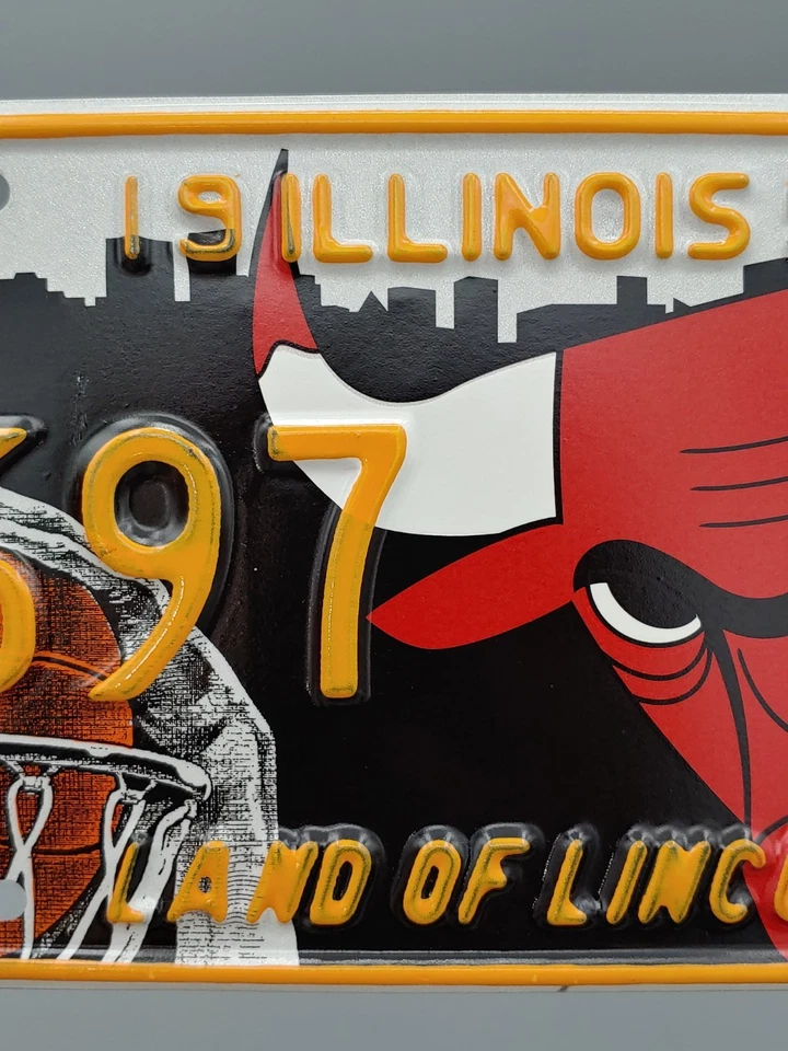 1993 IL Chicago Bulls Threepeat Champions License Plate Rare 96,97 DA-BULLS WOW - Image 3 of 4