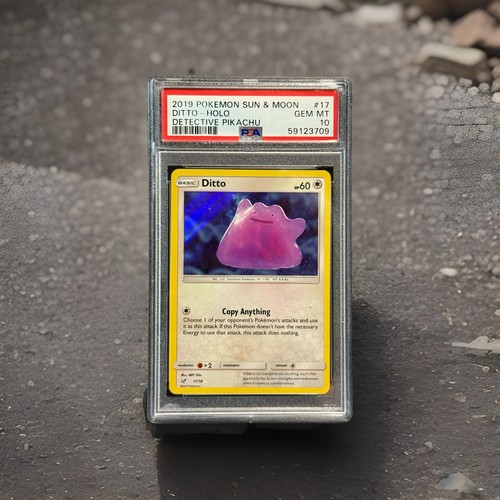 Pokemon 2019 Sun & Moon Detective Pikachu #17 Ditto Holo Foil PSA Gem Mint 10