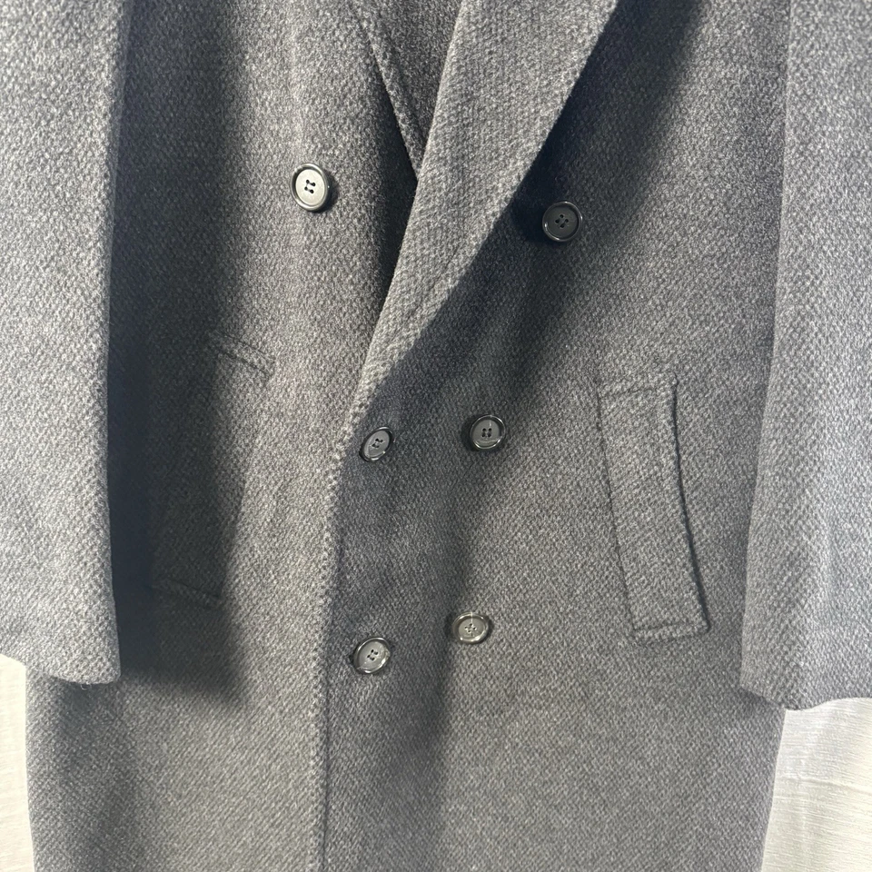 Gabardina Gianfranco Ruffini Gris Mezcla Cachemira Abrigo Largo Preppy Años 40 Foto 3 de 4