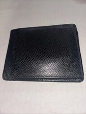 LOUIS VUITTON Vintage All Black Leather Bifold Wallet DNR
