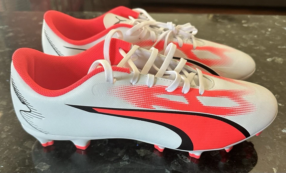 Botas de fútbol Puma Ultra Play para hombre 12 FG/AG 107423 01 blanco fuego botines de fútbol Foto 3 de 4