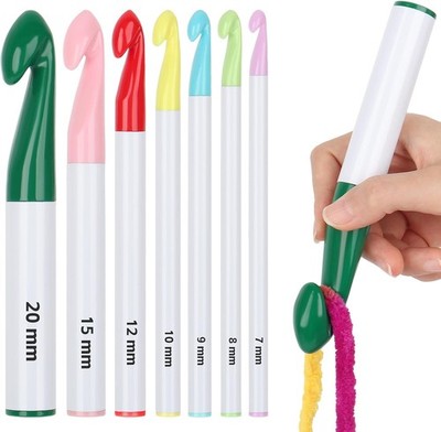 Coopay 7 Stück Groß Häkelnadel Set Anfänger 20mm 15mm 12mm 10mm 9mm 8mm 7mm