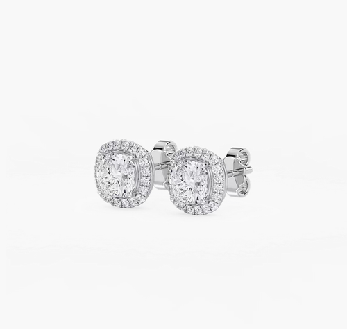 IGI Certified 2.40 TCW Cushion Lab Grown Diamond Minimalist Stud Fine Earrings - Bild 2 von 12