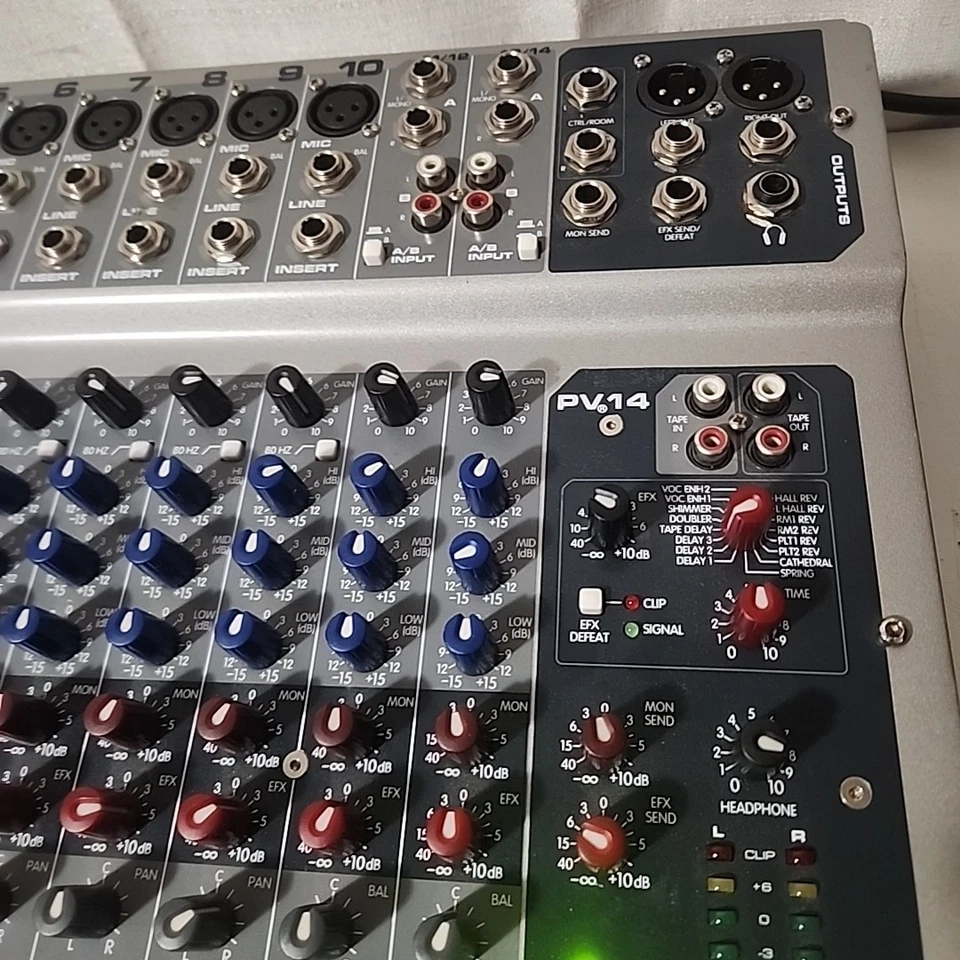 Peavey PV14 14-Channel Mixer w/ Digital Output & Effects With Power Cord Working - Image 3 of 4