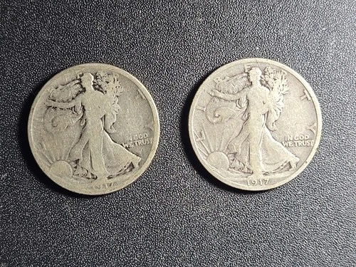 1917 D, S (Rev) US SILVER Walking Liberty $1/2  (0.90 fine, 0.7 oz ASW)  stk#P19