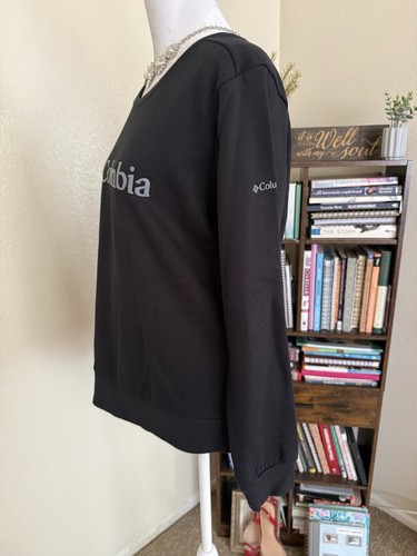 Maglione pullover Columbia donna nero manica lunga (scritta grigia) - Taglia M - Foto 3 di 7