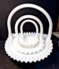 Vintage Milk Glass HOBNAIL Handled Baskets Ruffled Edges Set of 3 Sizes NESTING