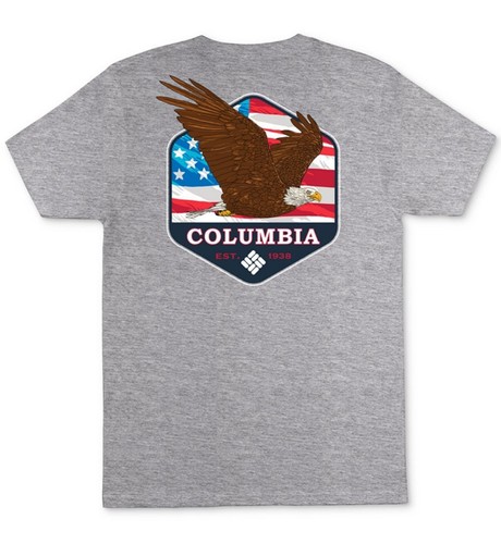 Columbia Men's Bryker Eagle Graphic Crewneck T Shirt Regular Fit Grey Heather - 第 1/4 張圖片