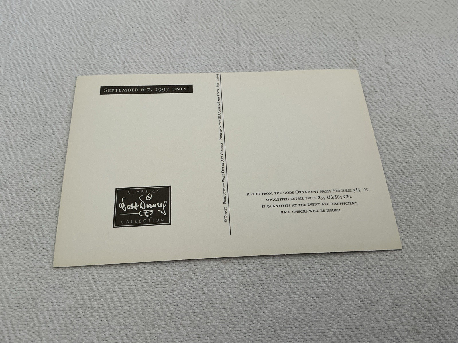 WDCC Hercules’ Enchanted Places Pain & Panic Miniatures w/Buttons & Postcard