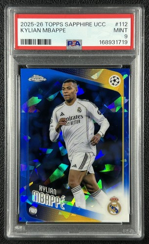 KYLIAN MBAPPE PSA 9 2025-26 TOPPS CHROME UCC SAPPHIRE #112 REFRACTOR 1719