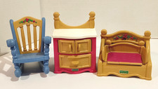 Fisher Price Briarberry Bears Rocking Chair Dresser Chair Pullout Bed 1999 Lot