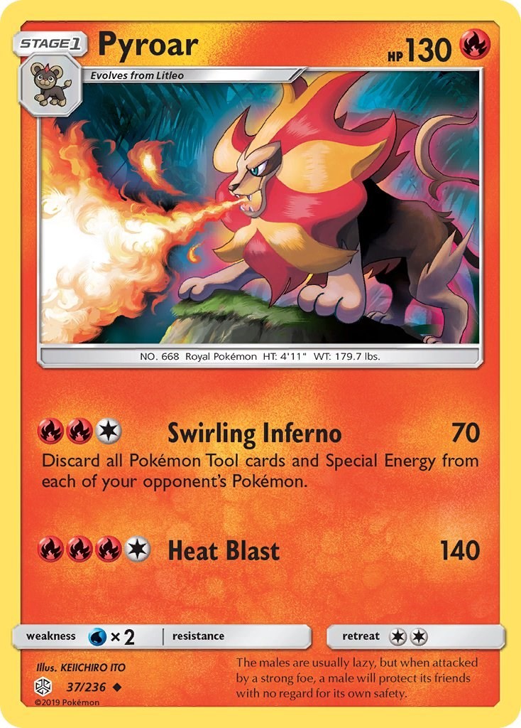 Pokemon Pyroar Uncommon 37/236 SM - Cosmic Eclipse NM