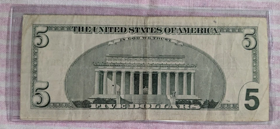 1999 $5 Dollar Star, year note SN BF19778277* - Image 2 of 2