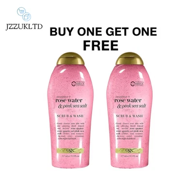 OGX Rose Water & Pink Sea Salt Body Scrub 577ml – Buy 1 Get 1 Free