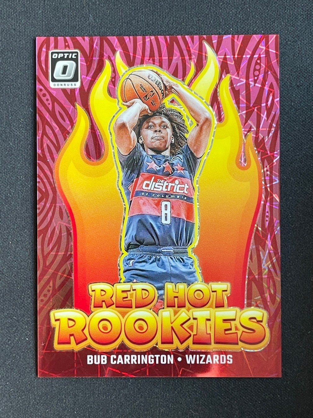 Bub Carrington 2024-25 Panini Donruss Optic Red Hot Rookies Pink Velocity /79 RC