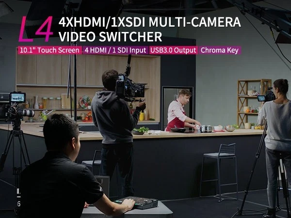 Feelworld L4 Switcher 10.1 Inch Touch Screen Multi-Camera Video Mixer Switcher - Image 2 of 4