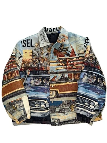 Ford x ZARA Graphic Print Lined Truck Jacket Multicolor Men's Sz L 42" - product listing photo
