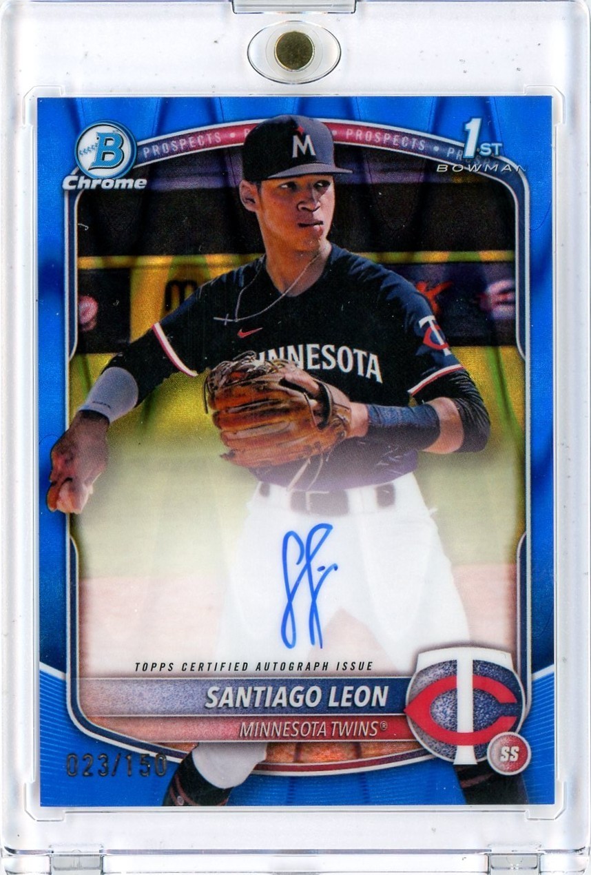 2025 Bowman Chrome Santiago Leon Auto Blue Raywave Refractor /150 1st CPA-SL MLB