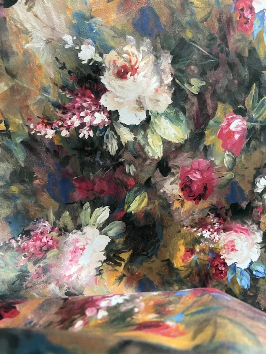 Luxe Velvet Fabric Floral Design Digital Printed Upholstery Chair Fabric by Yard
