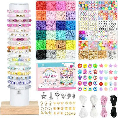 Clay Beads 7500 Pcs Friendship Bracelet Making Kit,2 Boxes 24 Colors 