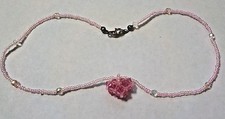 Girl's 16" Pink Beaded Heart Necklace