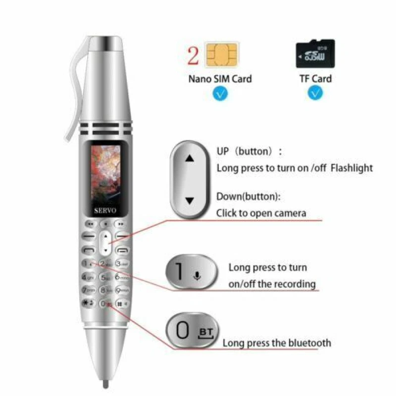Tragbar Mini Handy Stift Stil Bluetooth Dialer 0,96in Tiny Screen Mobiltelefon - Bild 3 von 4