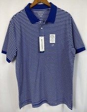 Saddlebred Comfort Flex Men's LARGE Blue White Striped Polo NWT