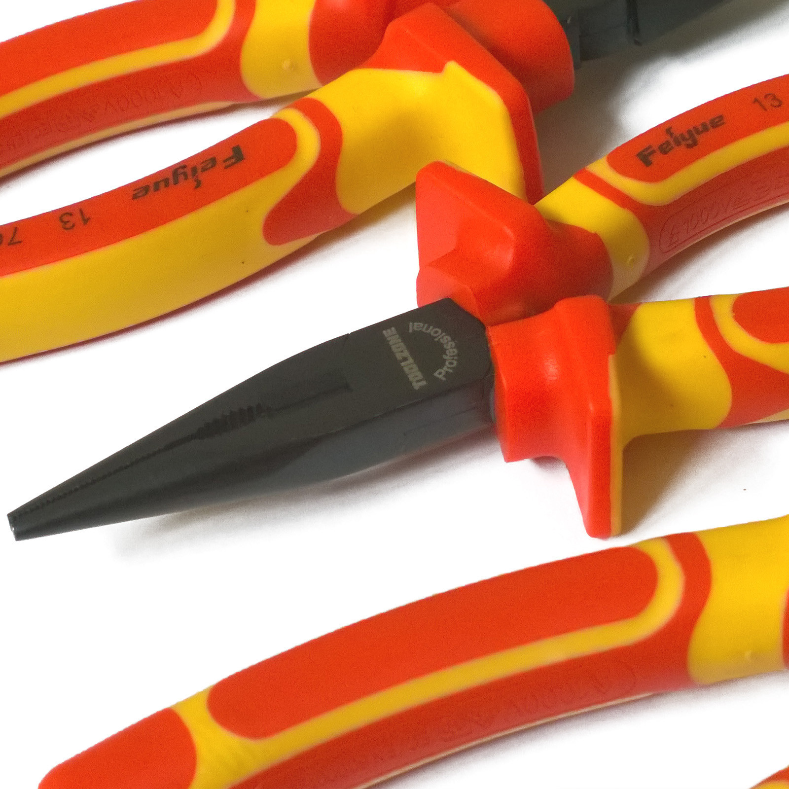Plier Set. Pro Insulated VDE Combination Long Nose Pliers & Diagonal Cutter Set