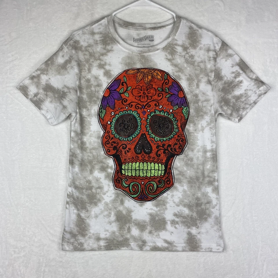 Camisa Fosforo Galileo Gráfica Calavera Mujer Mediana Gris Naranja Tie Dye Foto 2 de 4