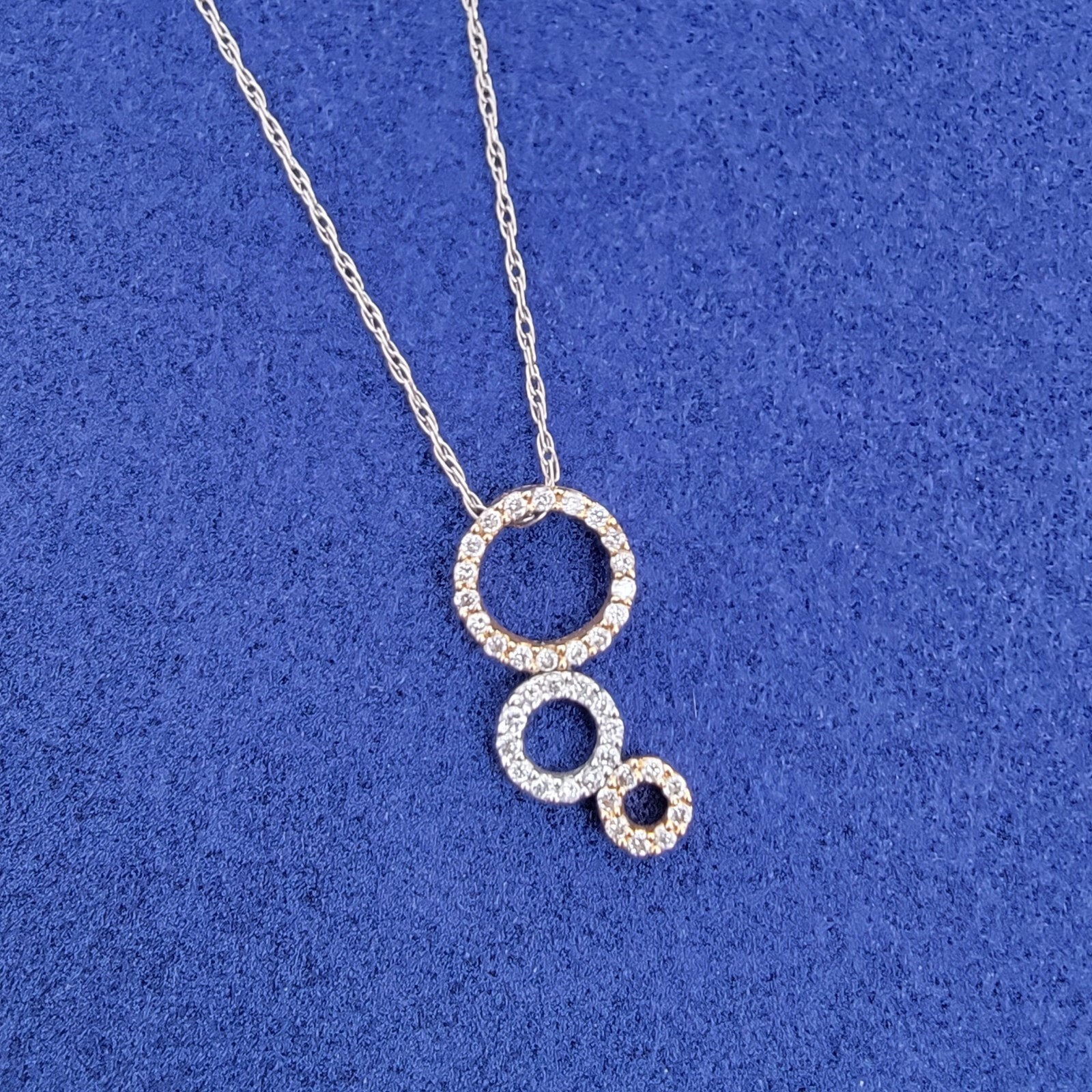 Diamond Pave Dangle Bubble Circle Pendent 14k Whi… - image 1