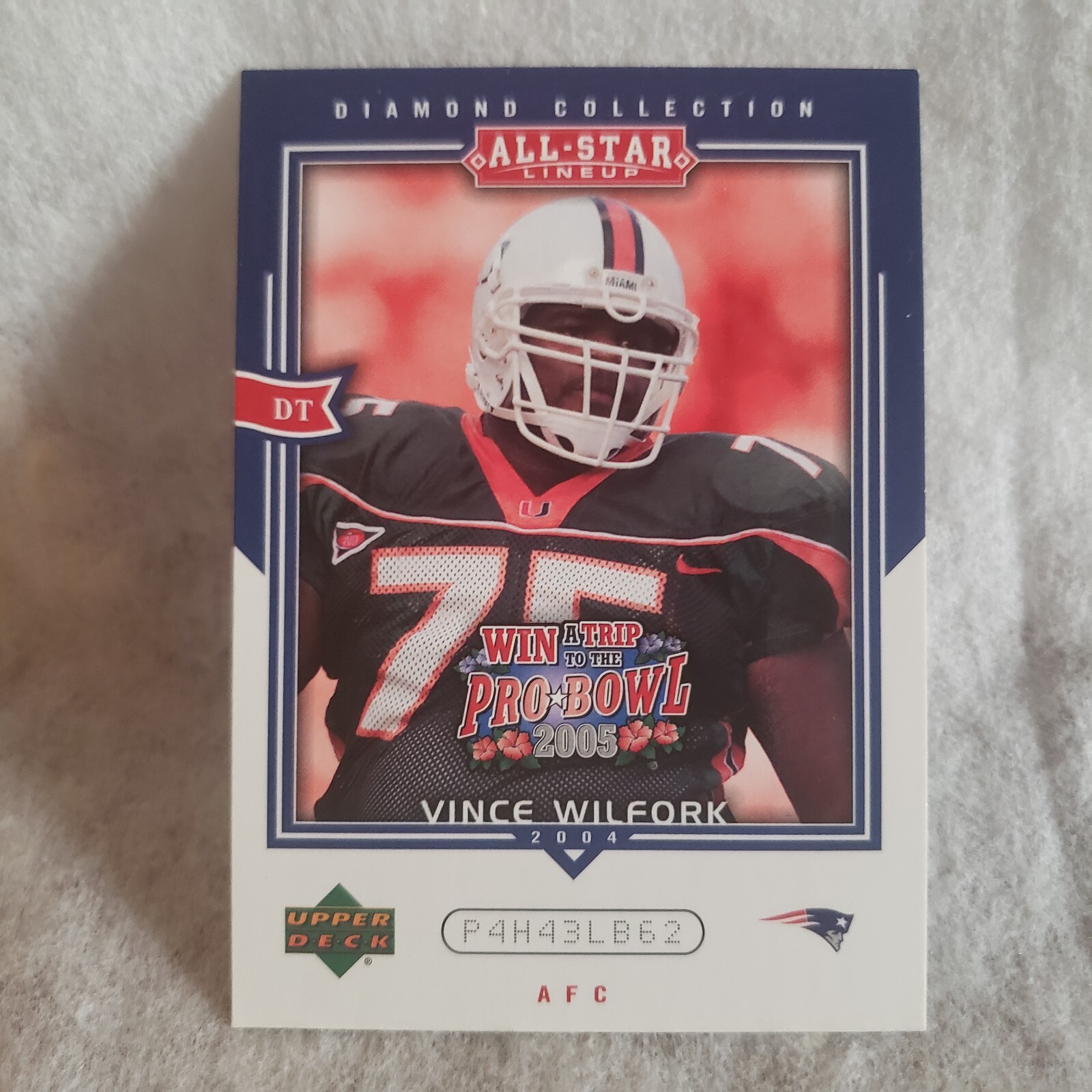 Vince Wilfork Upper Deck Diamond Collection All-Star Lineup Sweepstakes #AS34 Base