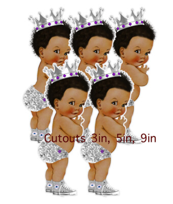 Silver Prince Cutouts African American Royal Baby Shower Birthday | eBay