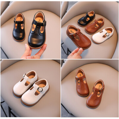 GIRLS LEATHER DRESS SHOES TODDLERS WEDDING PARTY SCHOOL SHOES FLAT FORMAL  SIZE UK