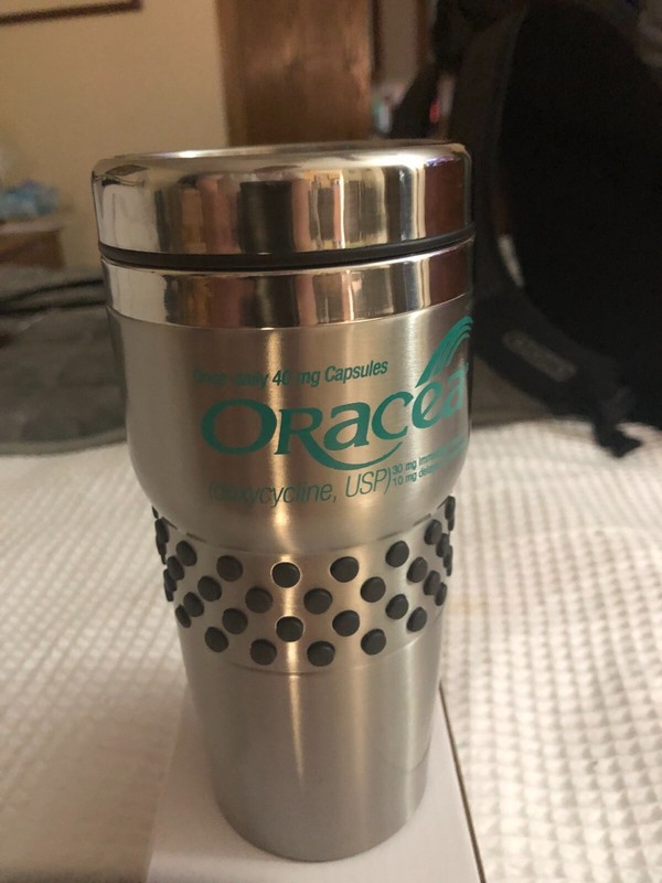 Pharma Drug rep collectible New Oracea Coffee Mug Cup Stainless Steel