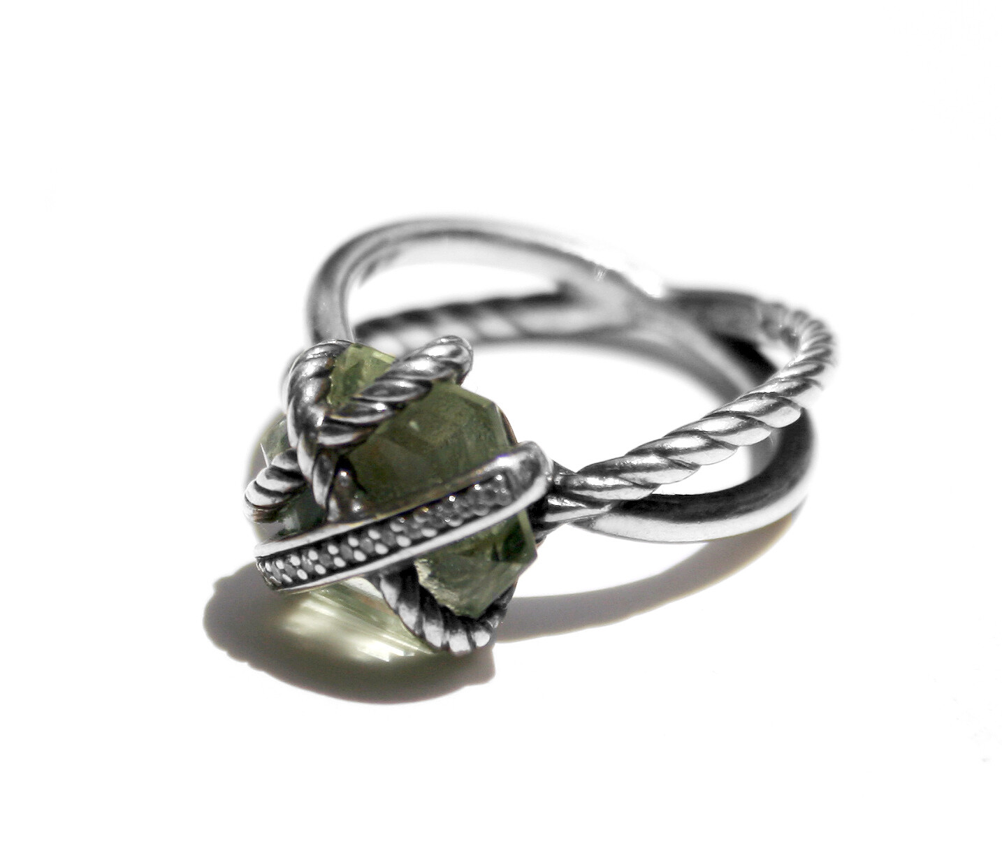 David Yurman Ring Cable Wrap with Prasiolite and Diam… Gem