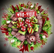 Grinch Christmas Wreath Large 20" holiday wreath grinch decorations