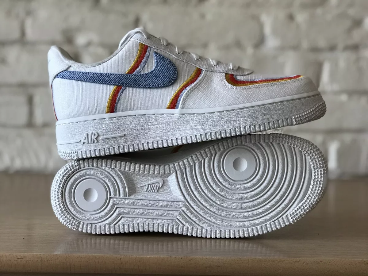 Nike Women's Air Force 1 07 LV8 AF1 Off White Blue Fashion DJ4655 133 Size  8.5