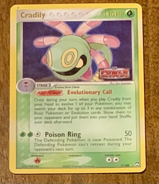 Cradily 7/108  -Vintage Holo Pokemon Card- EX Power Keepers NM