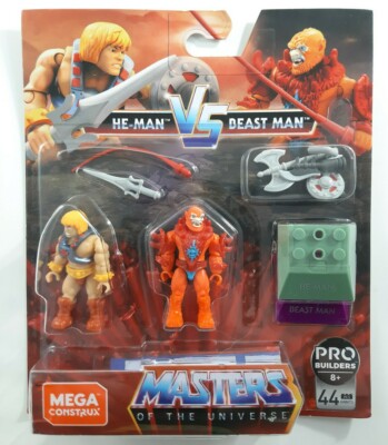 NEW Mega Construx Masters Of The Universe He-Man VS Beast Man Figure Set 44 PCs 