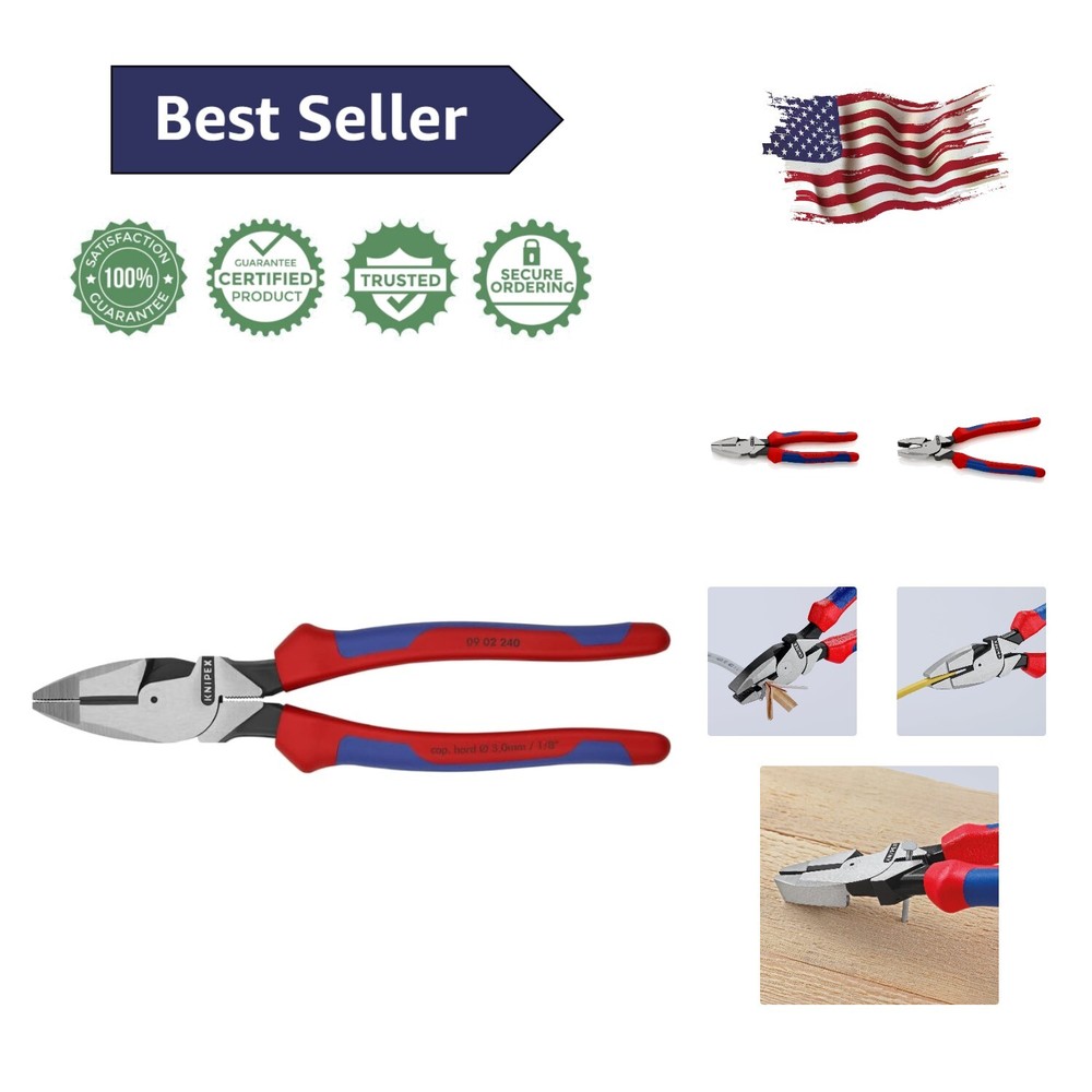 Red and Blue Comfort Grip Lineman's Pliers - 25% Easier Cutting, High Leverage