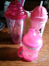  Kinderbecher- 2 Stück und 1 Babybecher aus Kunststoff- rosa