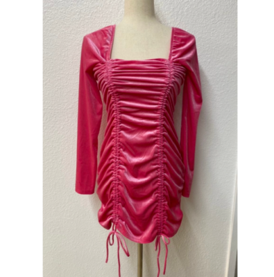 Wild Fable Women's Long Sleeve Ruched Velvet Bodycon Dress Pink Size Small  NWOT | eBay