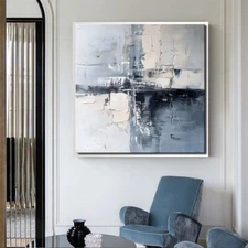 Abstract Wall Art Gray Handmade Texture Oil Paintings On Canvas Home Decor
