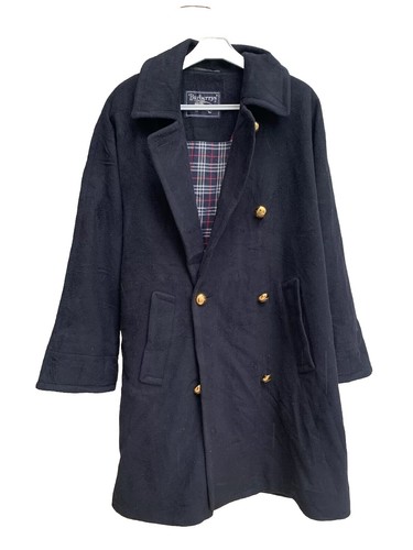 BURBERRYS TRENCH COAT Size 46 US WOOL BLUE LOGO #Z22 - Picture 2 of 8